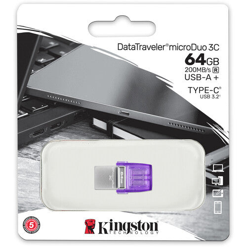 Kingston Digital 64GB Data Traveler Micro Duo USB 3C | DTDUO3CG3/64GB