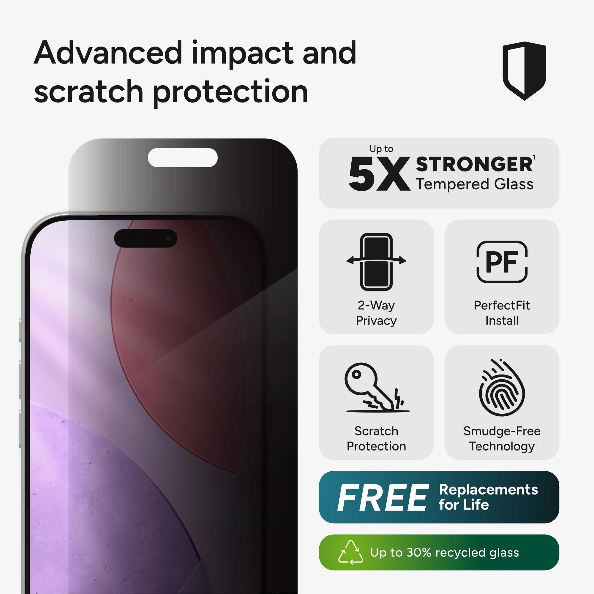 ZAGG Glass Elite 2-Way Privacy Screen Protector ( For iPhone )