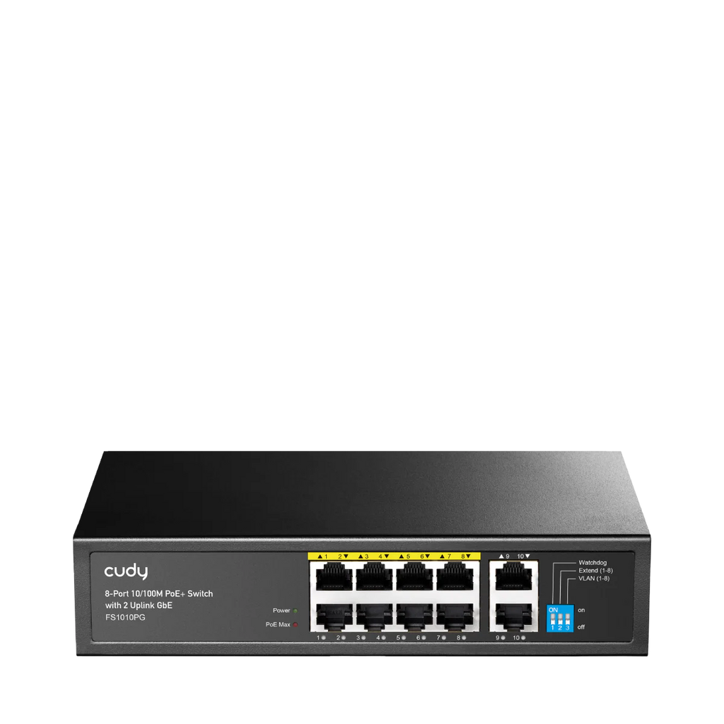 8-Port 10/100M PoE+ Switch with 2 Uplink GbE FS1010PG