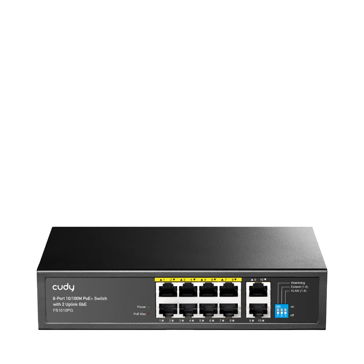 8-Port 10/100M PoE+ Switch with 2 Uplink GbE FS1010PG 2.0