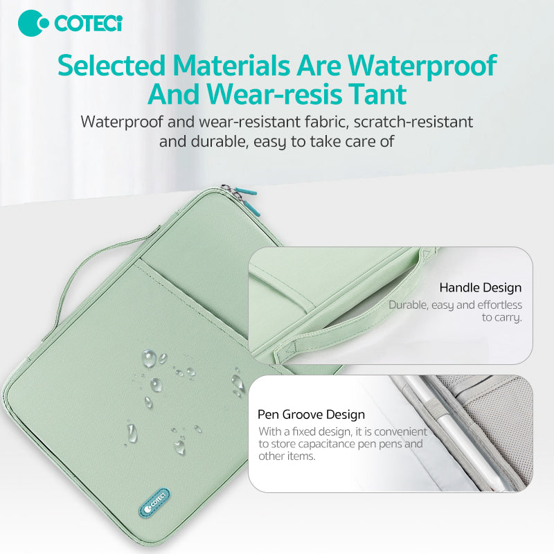 COTECi Large Capacity Waterproof Dustproof Nylon Business Laptop Sleeve Bag Handheld Nylon Laptop Sleeve Zipper Handle Pouch