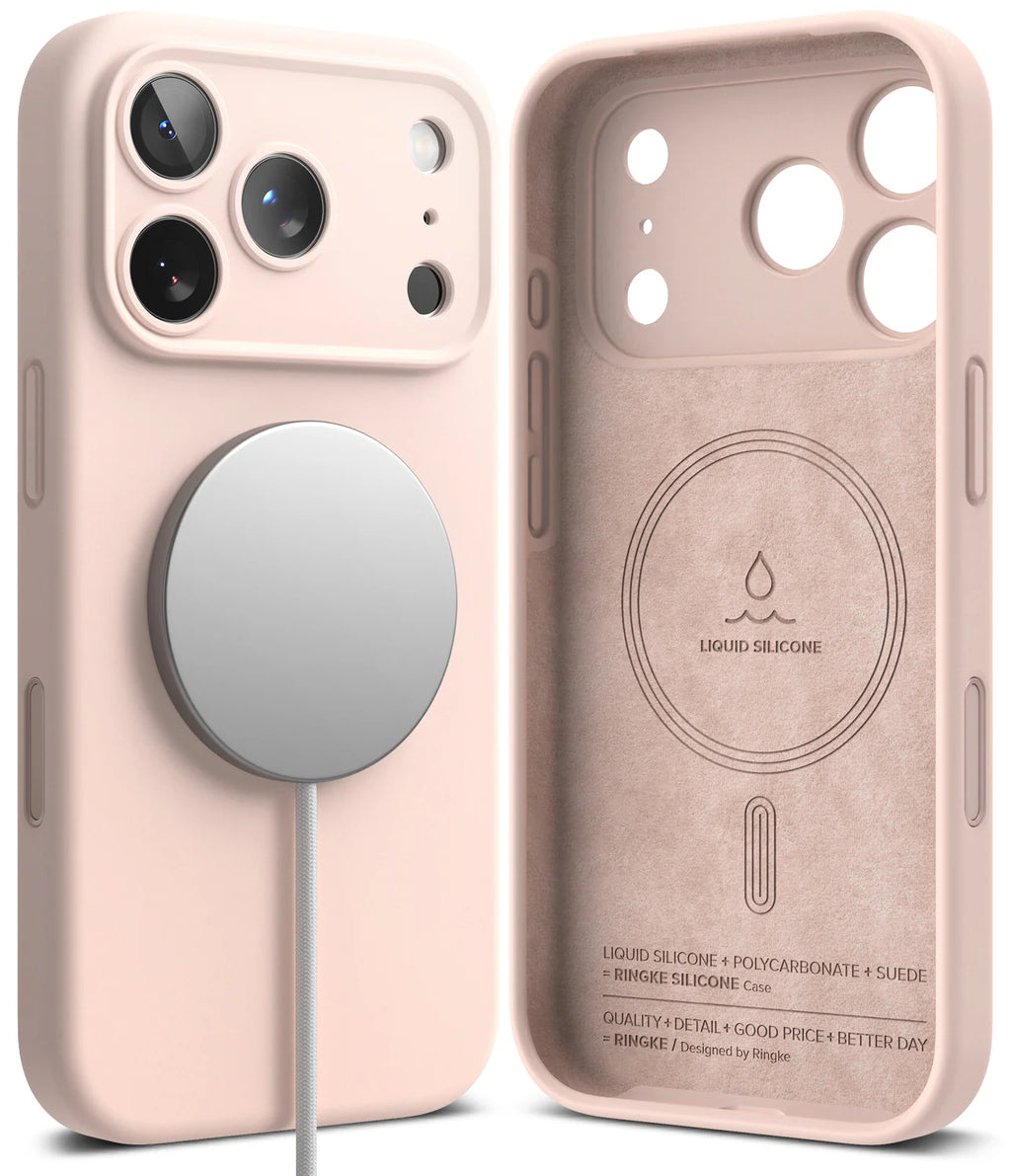 RINGKE iPhone 17 Pro Max Case | Silicone Magnetic ( Pink Sand )