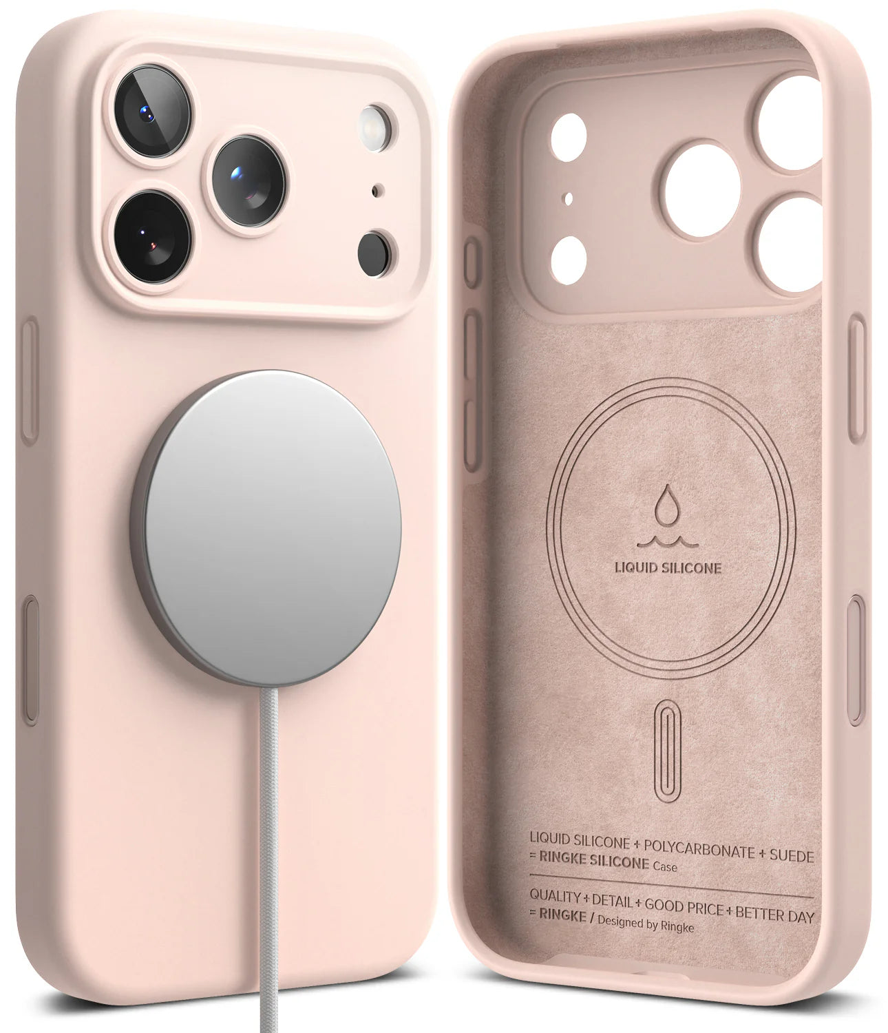 RINGKE iPhone 17 Pro Max Case | Silicone Magnetic ( Pink Sand )