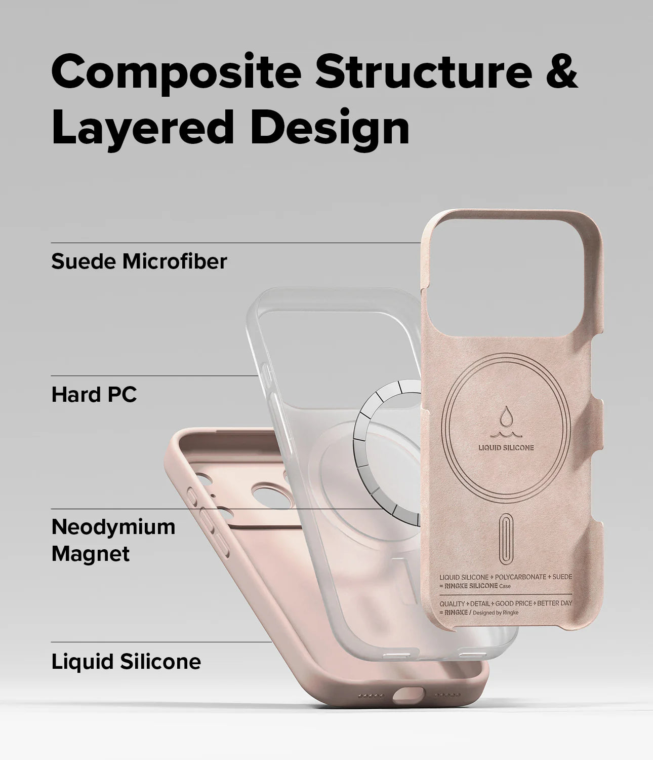 RINGKE iPhone 17 Pro Max Case | Silicone Magnetic ( Pink Sand )
