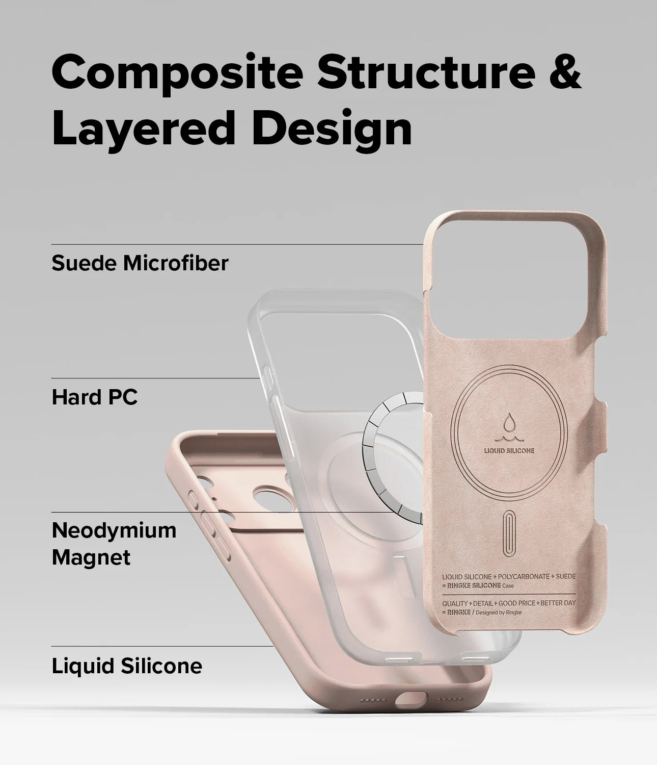 RINGKE iPhone 17 Pro Case | Silicone Magnetic (Pink Sand )