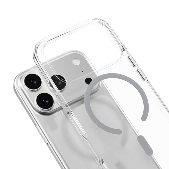 Mageasy Bright M Never Yellowing Protective Clear Case for iPhone 17 Pro Max - Transparent/Mist Ring