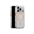 Mageasy Bright M Never Yellowing Protective Clear Case for iPhone 17 Pro - Transparent/ Coral Ring