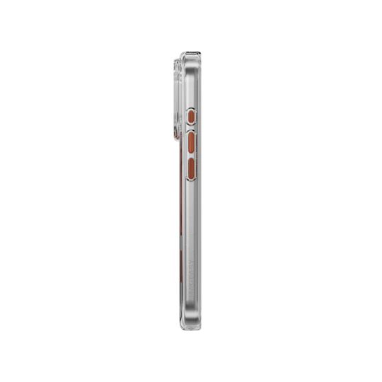 Mageasy Bright M Never Yellowing Protective Clear Case for iPhone 17 Pro - Transparent/ Coral Ring