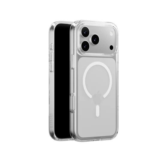 Mageasy Bright M Never Yellowing Protective Clear Case for iPhone 17 Pro Max - Transparent/white ring