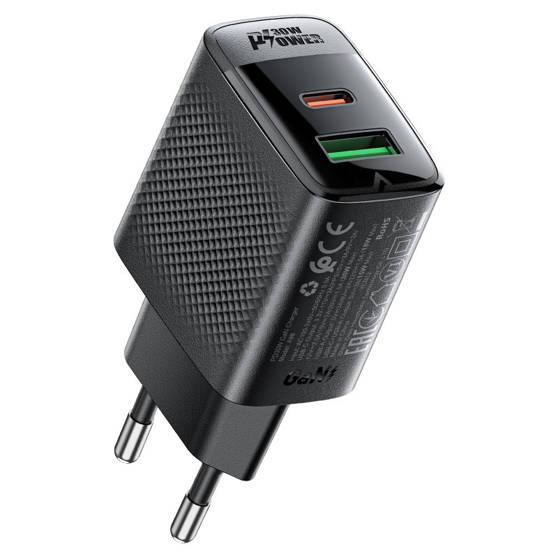 Fast Charge Wall Charger A98 PD30W GaN (1xUSB-C + 1xUSB-A) EU