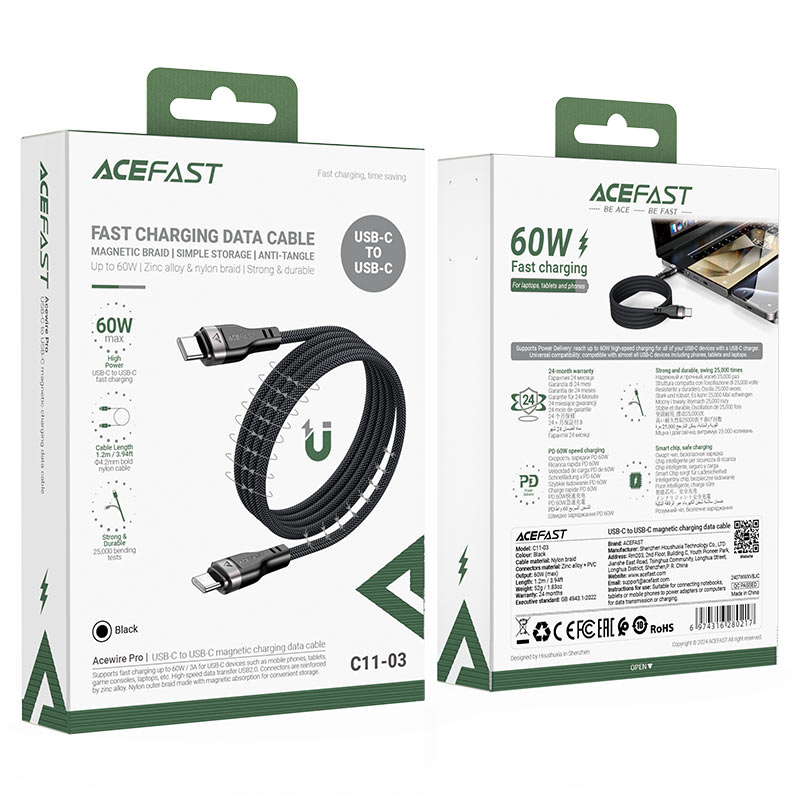 Acefast Charging Data Cable C11-03 USB-C to USB-C 60W