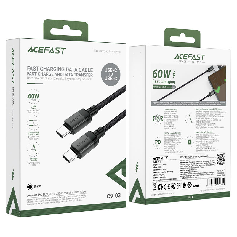 Charging Data Cable C9-03 USB-C to USB-C 60W