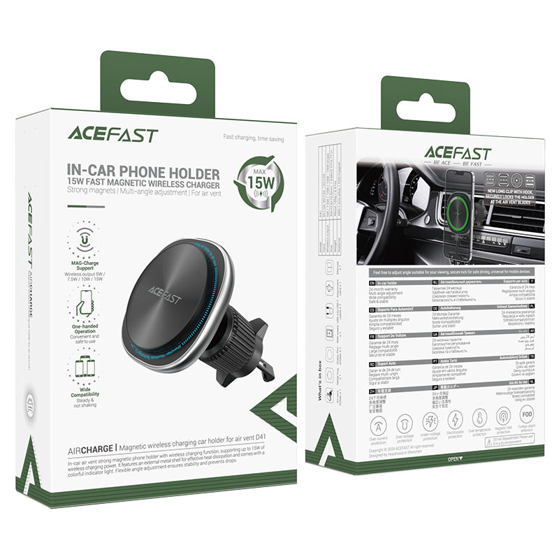 Acefast Fast Wireless Charger Magnetic Car Holder D41