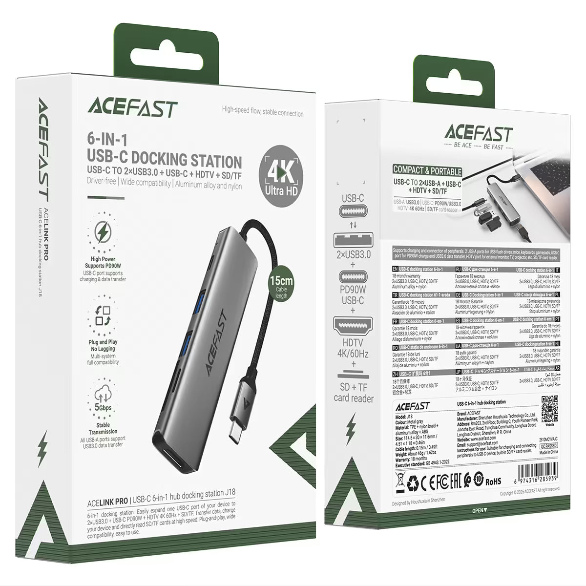 USB-C Docking Station J18 6-in-1