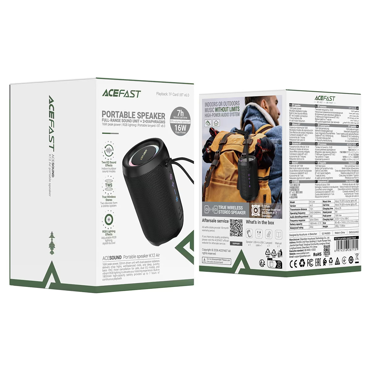 Acefast Portable Wireless Speaker K12 Air