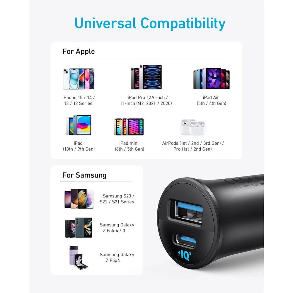 Anker 30W Ultra Compact Dual Port Car Charger