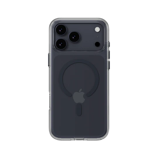 Mageasy Bright M Never Yellowing Protective Clear Case for iPhone 17 Pro Max - Transparent/Midnight ring