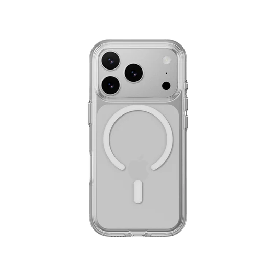 Mageasy Bright M Never Yellowing Protective Clear Case for iPhone 17 Pro - Transparent/ White Ring