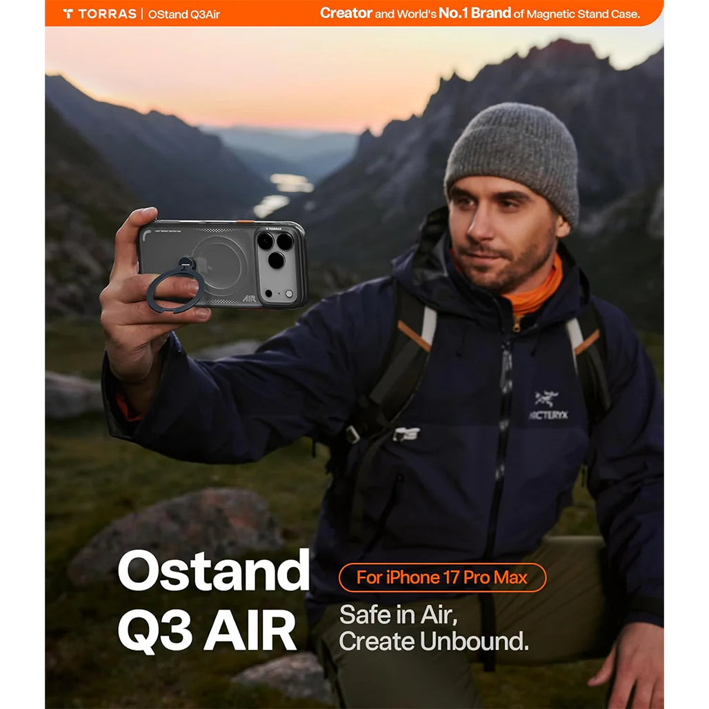 Torras Ostand Q3 Air for iPhone 17 Pro Max - Shadow Black
